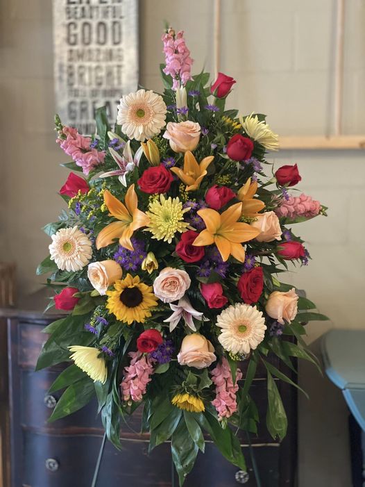 Bright Compassion Standing Spray - Winter Haven Flower Shop